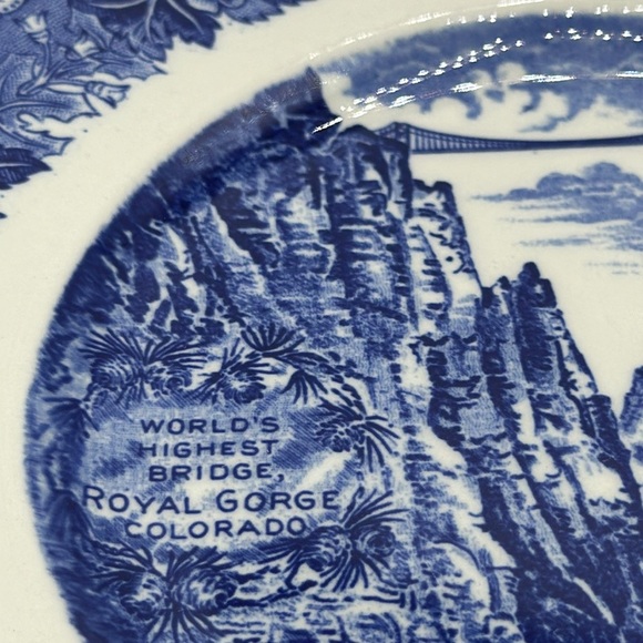 Vintage Old English Staffordshire Ware plate, Royal Gorge Suspension Bridge, CO - Picture 2 of 5
